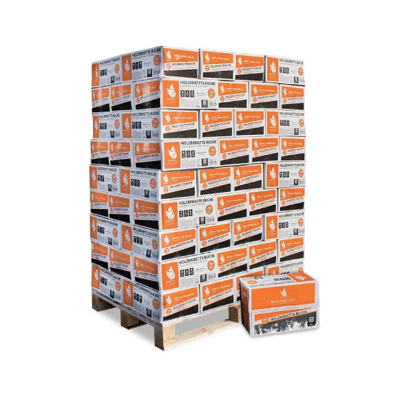 Heizfuxx Nestro Hartholzbriketts M 972 kg Palette 81x12 kg Rundbriketts Heizwert ≥4,8 kWh/kg