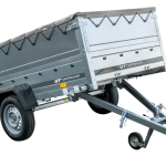 Faltbarer Anhänger GARDEN TRAILER 230 KIPP mit zusätzlichen Bordwänden, Stützrad und Flachplane-Neu