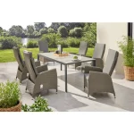 CASAYA New Jardel Gartenmöbelset 7-teilig Aluminium Polyrattan Keramiktisch Grau – Bild 2