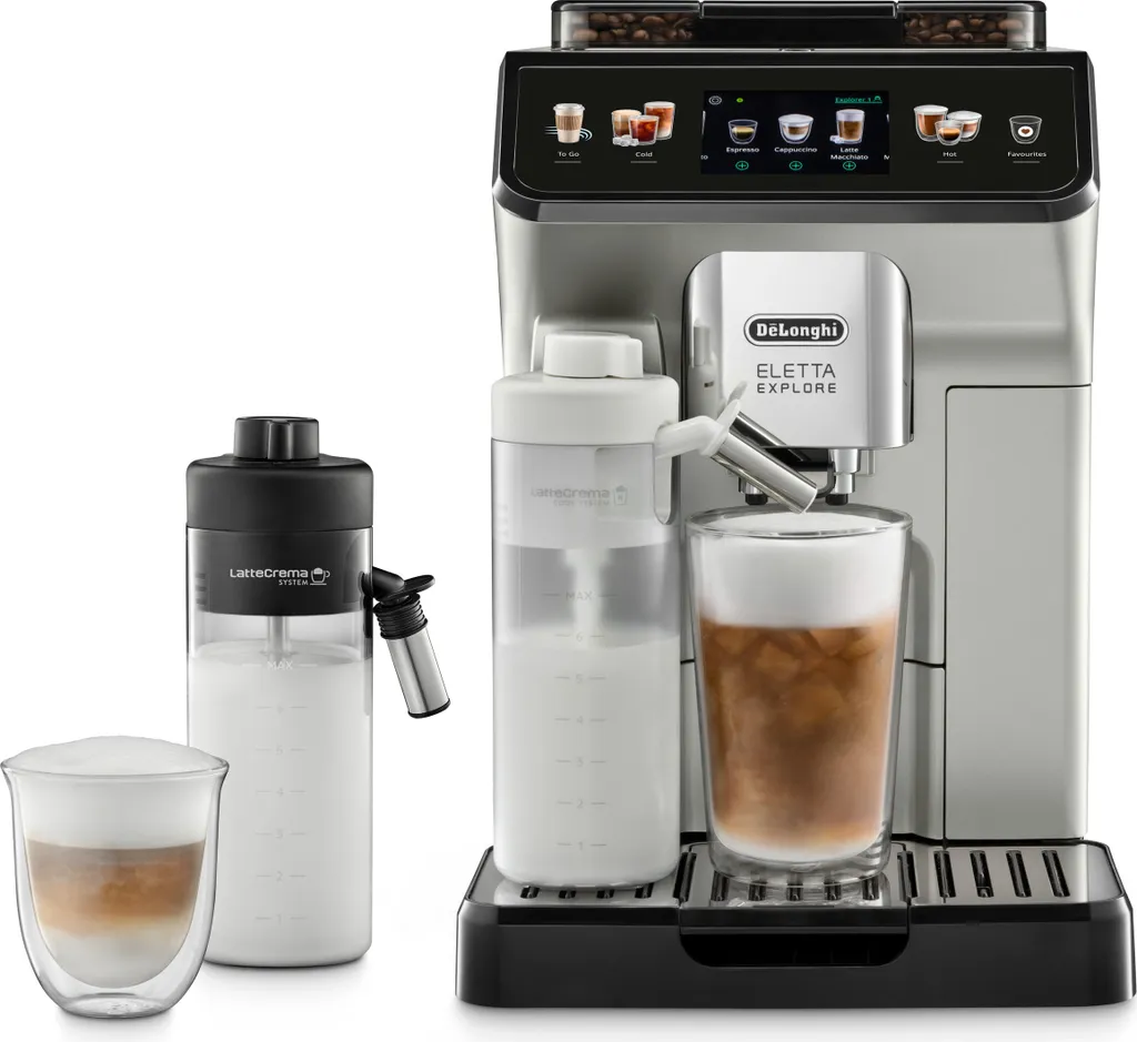 coffe De'Longhi Eletta Explore ECAM450.55.S Kaffeevollautomat Silber – Bild 1